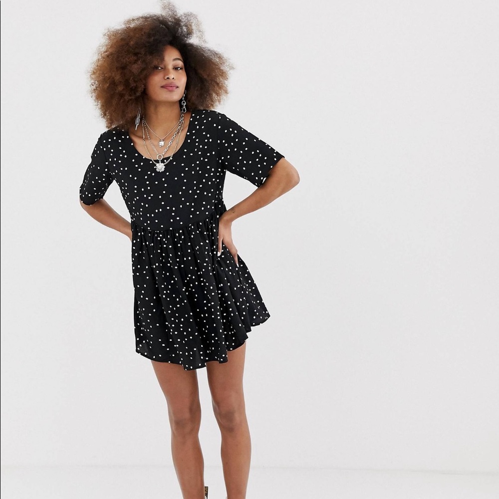 Asos collusion babydoll mini dress polka dot